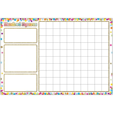 ASHLEY PRODUCTIONS Smart Poly Chart, 13in x 19in, Confetti Hundred Squares 91040